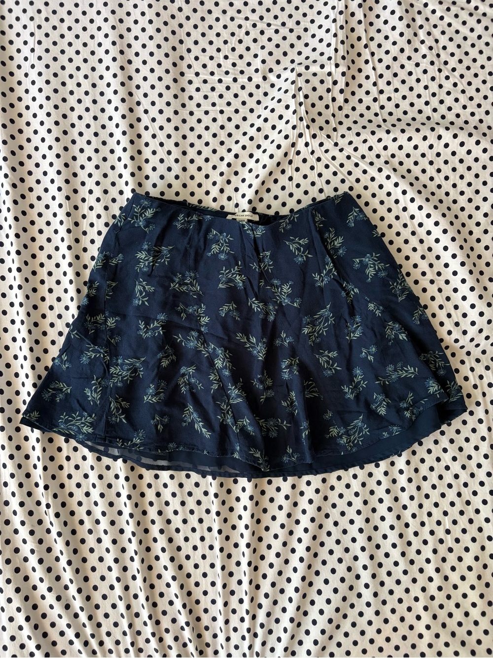 American Eagle Navy Floral A-Line Skirt